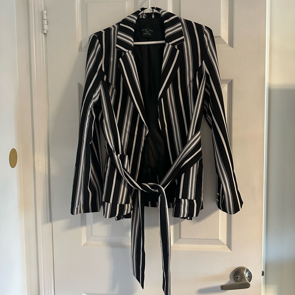 Black and white striped blazer